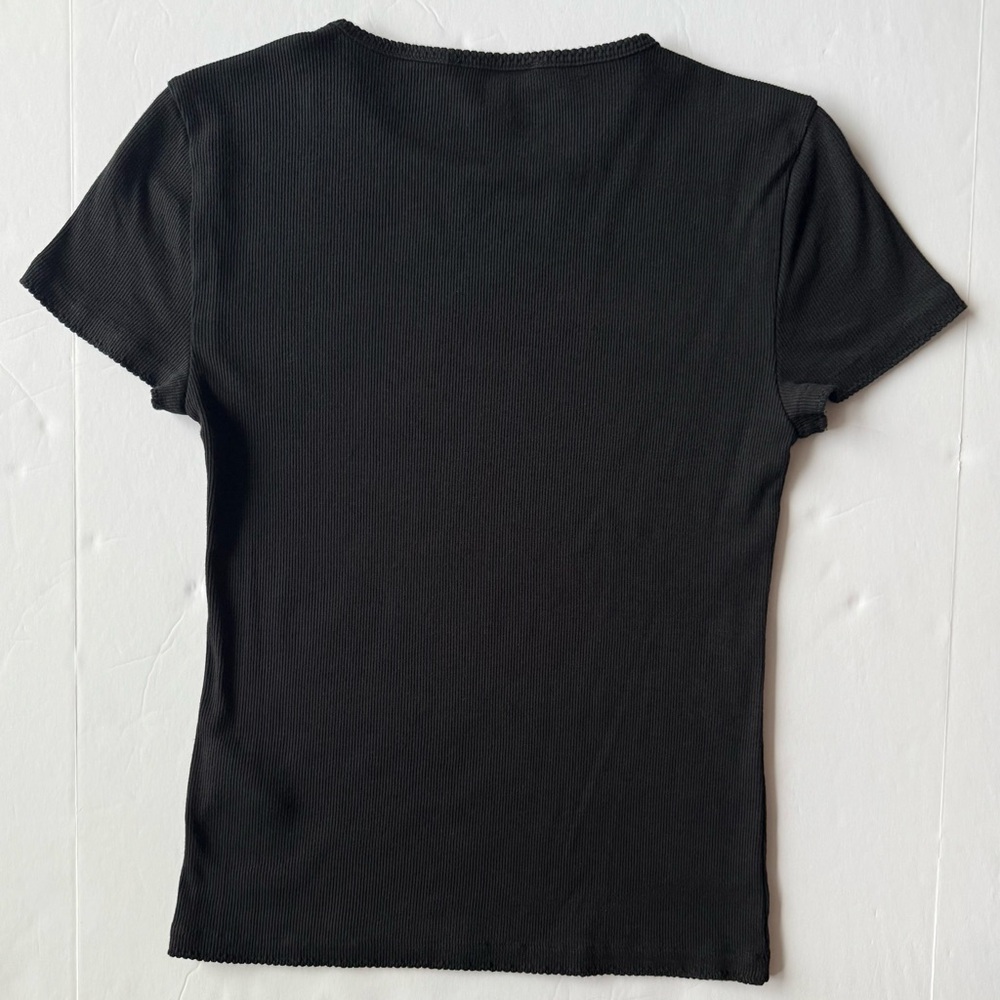 J. Crew Fine Rib Short-Sleeve T-Shirt Black Size S - Picture 2 of 9